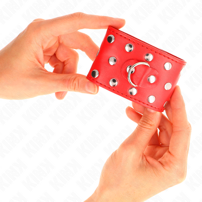 KINK - STUDDED SNAP WRISTBANDS ADJUSTABLE RED 19-24 CM X 5.5 CM