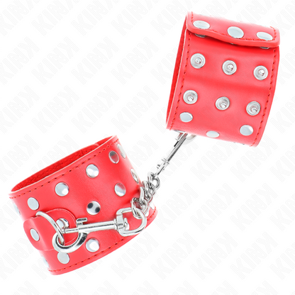KINK - STUDDED SNAP WRISTBANDS ADJUSTABLE RED 19-24 CM X 5.5 CM
