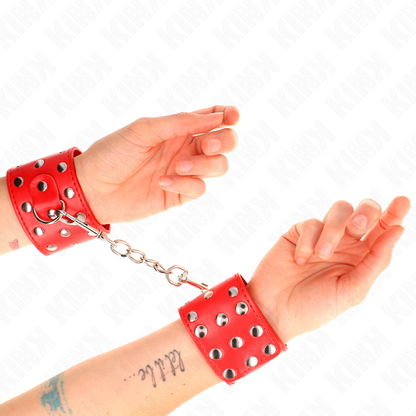 KINK - STUDDED SNAP WRISTBANDS ADJUSTABLE RED 19-24 CM X 5.5 CM
