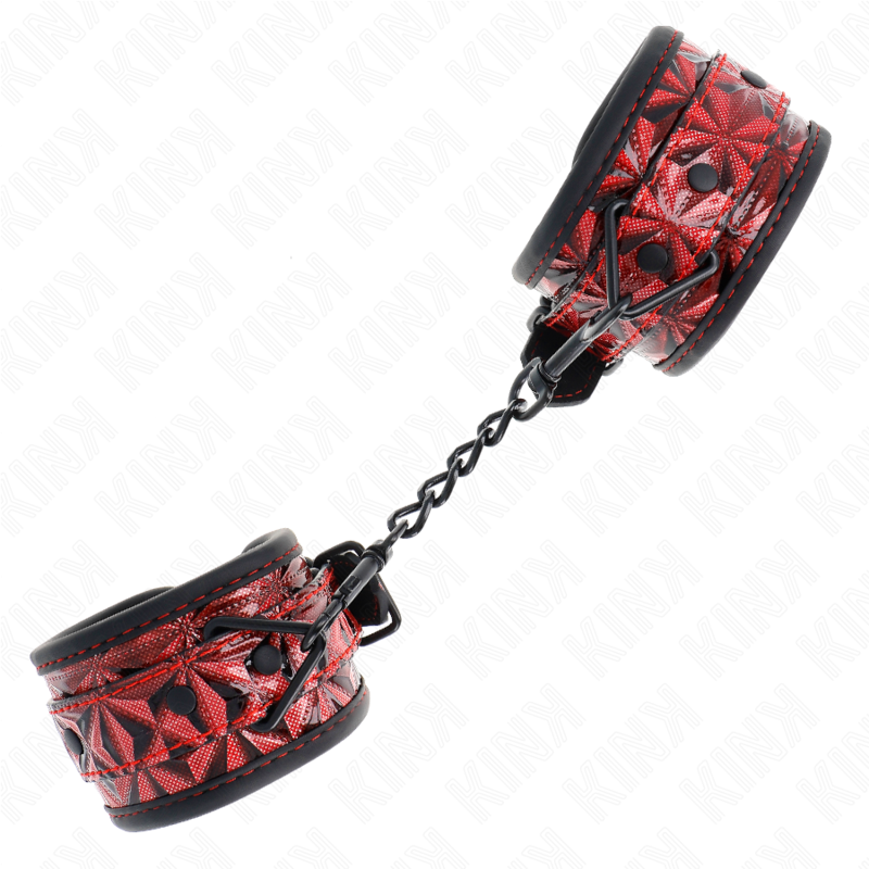 KINK - DARK RED DIAMOND PATTERN WRISTBANDS ADJUSTABLE 17-26 CM X 5.5 CM