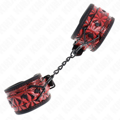 KINK - DARK RED DIAMOND PATTERN WRISTBANDS ADJUSTABLE 17-26 CM X 5.5 CM