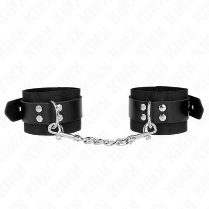 KINK - BRACELETS EN NYLON NOIR AVEC BRACELET RÉGLABLE EN CUIR NOIR 19-29 CM X 5,1 CM
