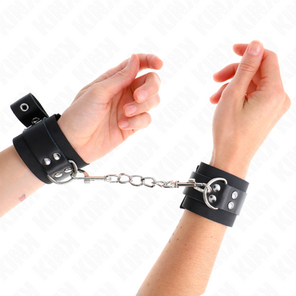 KINK - BRACELETS EN NYLON NOIR AVEC BRACELET RÉGLABLE EN CUIR NOIR 19-29 CM X 5,1 CM