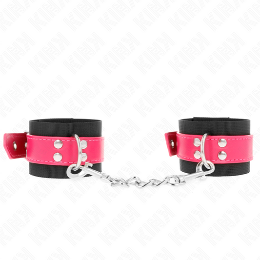 KINK - BRACELETS EN NYLON NOIR AVEC SANGLE EN CUIR RÉGLABLE 19-29 CM X 5,1 CM