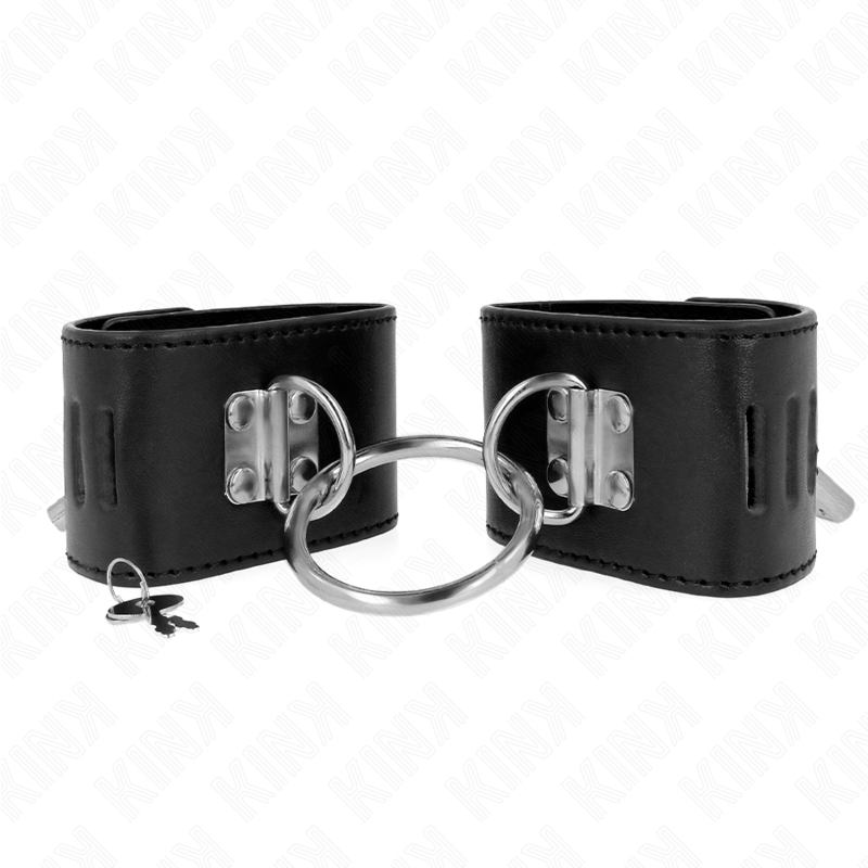 KINK - BRACELETS FIXES AVEC ANNEAU ET FERMETURE À CADENAS NOIR RÉGLABLE 16-23 CM X 5,5 CM