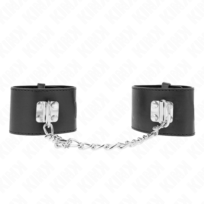 KINK - BRACELETS FIXES AVEC CHAÎNE DE 30 CM ET FERMETURE À CADENAS NOIR RÉGLABLE 16-23 CM X 5,5 CM