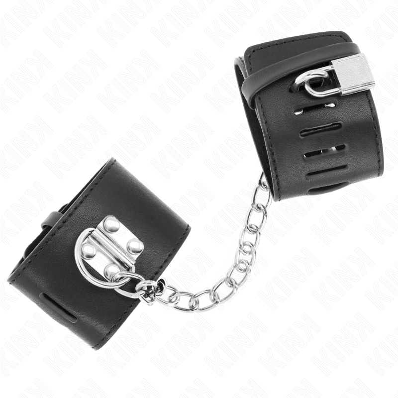KINK - BRACELETS FIXES AVEC CHAÎNE DE 30 CM ET FERMETURE À CADENAS NOIR RÉGLABLE 16-23 CM X 5,5 CM