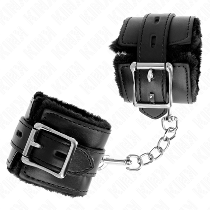 KINK - BRACELETS NOIRS À TROUS CARRÉS AVEC SANGLE NOIRE RÉGLABLE 17-29 CM X 6 CM