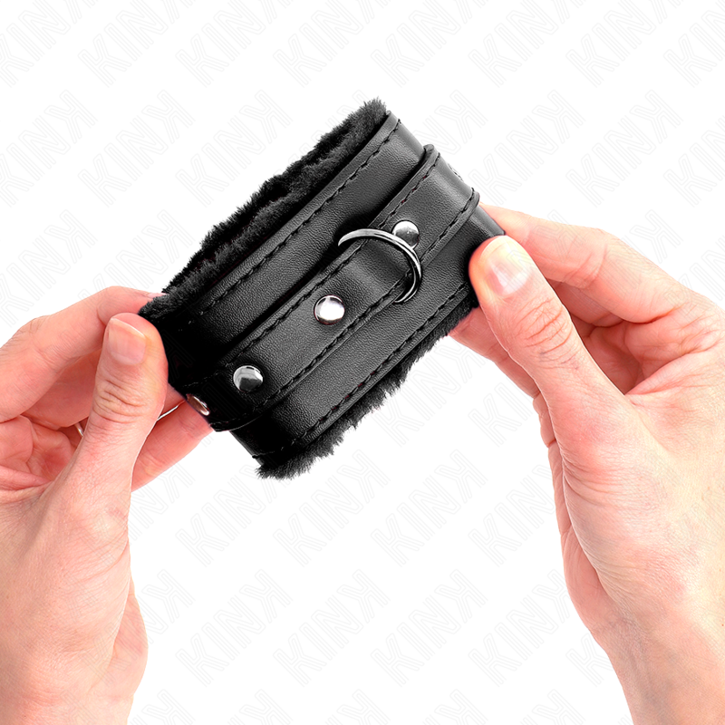 KINK - BRACELETS PREMIUM DOUBLÉS NOIRS AVEC SANGLE NOIRE RÉGLABLE 17-29 CM X 6 CM