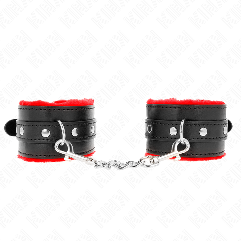 KINK - BRACELETS PREMIUM DOUBLÉS DE ROUGE AVEC SANGLE NOIRE RÉGLABLE 17-29 CM X 6 CM