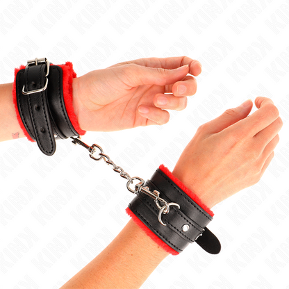 KINK - BRACELETS PREMIUM DOUBLÉS DE ROUGE AVEC SANGLE NOIRE RÉGLABLE 17-29 CM X 6 CM