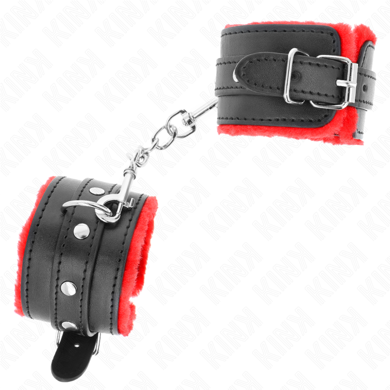 KINK - BRACELETS PREMIUM DOUBLÉS DE ROUGE AVEC SANGLE NOIRE RÉGLABLE 17-29 CM X 6 CM