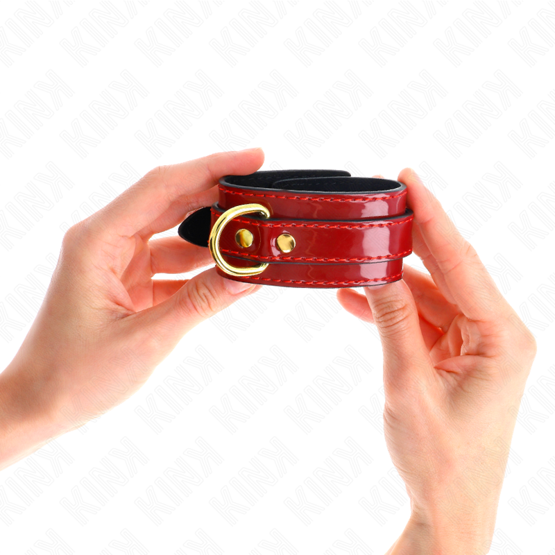 KINK - BRACELETS RÉGLABLES JOANNA ANGEL ROUGES AVEC CHAÎNE EN OR 16,5-26 CM X 4 CM