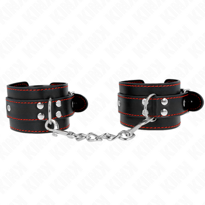 KINK - BRACELETS NOIRS AVEC DÉTAILS ROUGES RÉGLABLES 20-28 CM X 5,5 CM