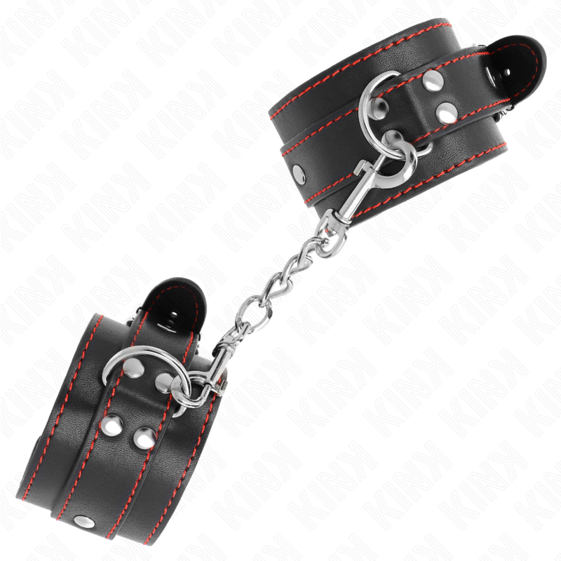 KINK - BRACELETS NOIRS AVEC DÉTAILS ROUGES RÉGLABLES 20-28 CM X 5,5 CM