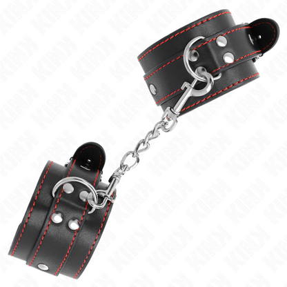 KINK - BRACELETS NOIRS AVEC DÉTAILS ROUGES RÉGLABLES 20-28 CM X 5,5 CM