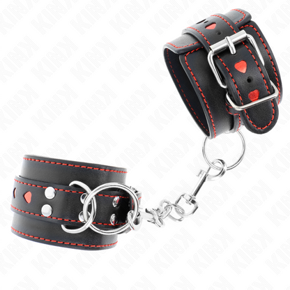 KINK - BRACELETS NOIRS AVEC INSERT COEUR ROUGE RÉGLABLES 21-28 CM X 5,5 CM