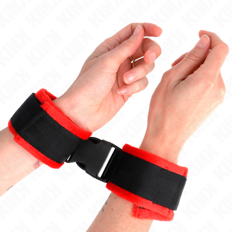 KINK - BRACELETS EN NYLON ROUGE-NOIR MODÈLE 1 RÉGLABLES 25-35 CM X 6 CM