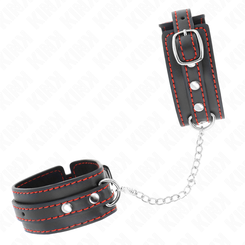 KINK - SMALL BLACK WRISTBANDS WITH RED DETAILS ADJUSTABLE 14-24 CM X 3.5 CM