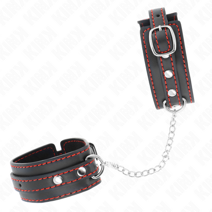 KINK - SMALL BLACK WRISTBANDS WITH RED DETAILS ADJUSTABLE 14-24 CM X 3.5 CM
