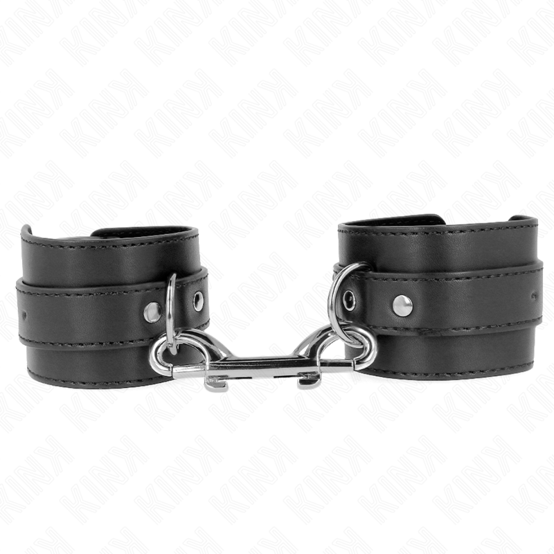 KINK - BRACELETS SIMPLES AVEC RANGÉE DE RIVETS ET GRANDE BOUCLE NOIRE RÉGLABLE 17-28 CM X 5 CM