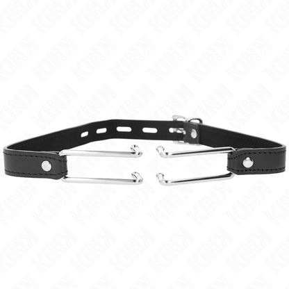 KINK - METAL HOOK GAG 11.5 CM WITH ADJUSTABLE LEATHERETTE STRAP 39-58 CM X 2 CM