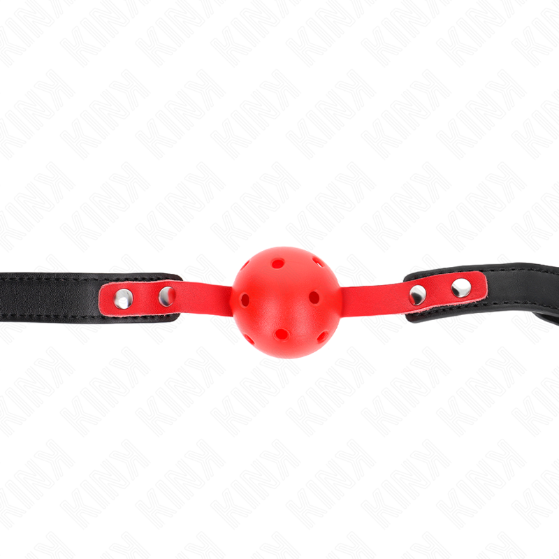 KINK - 4 CM HARD HOLLOW BALL GAG RED BLACK STRAP 60 x 2 CM ADJUSTABLE 37-52 CM