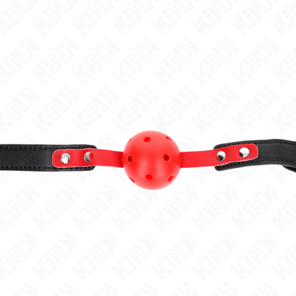 KINK - 4 CM HARD HOLLOW BALL GAG RED BLACK STRAP 60 x 2 CM ADJUSTABLE 37-52 CM