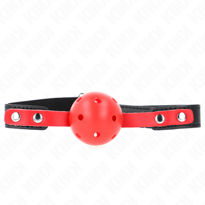 KINK - 4 CM HARD HOLLOW BALL GAG RED BLACK STRAP 60 x 2 CM ADJUSTABLE 37-52 CM