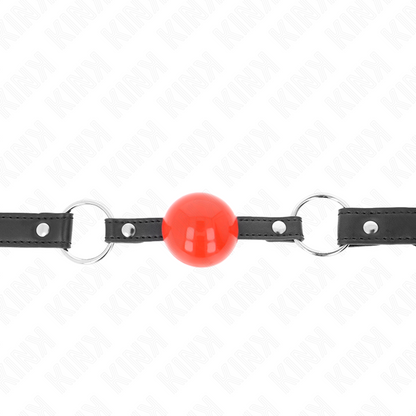 KINK - BÂILLON À BOULE 4 CM AVEC VERROU À BOULE ROUGE SANGLE NOIRE 60 x 2 CM