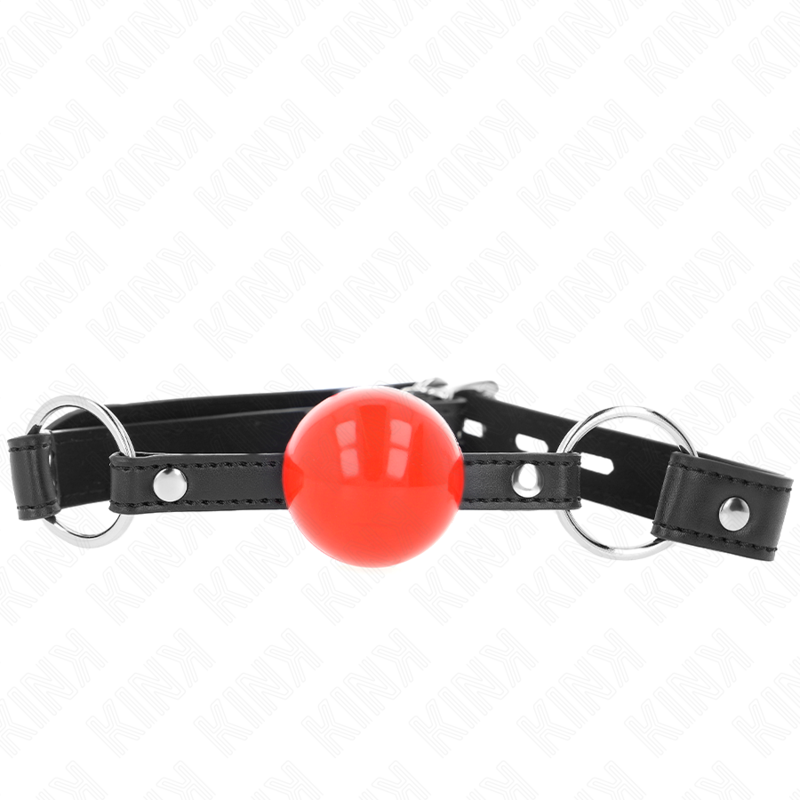KINK - BÂILLON À BOULE 4 CM AVEC VERROU À BOULE ROUGE SANGLE NOIRE 60 x 2 CM