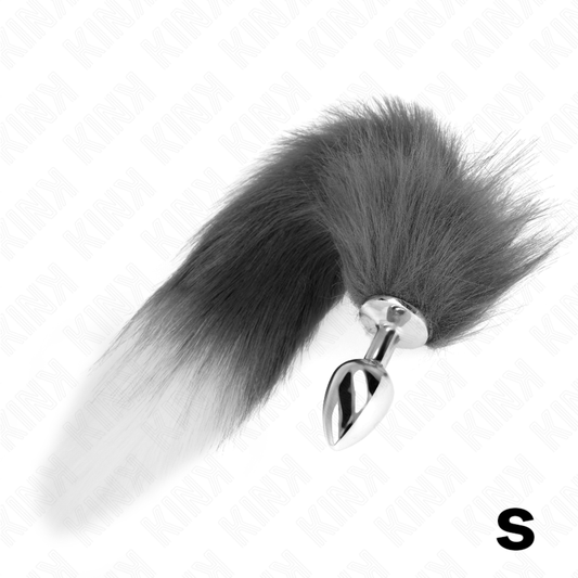 KINK - ANAL PLUG SIZE S 7 X 3 CM WITH SYNTHETIC TAIL 40 CM SILVER AND WHITE