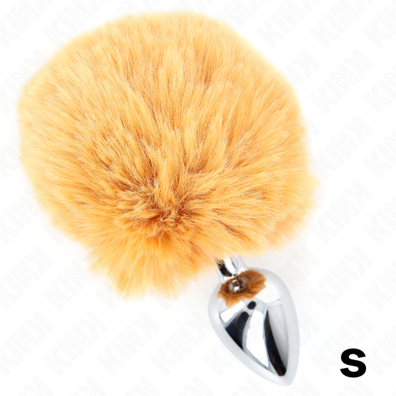 KINK - PLUG 7 x 3 CM STAINLESS STEEL WITH BUNNY TAIL FAUX FUR 8 CM BEIGE