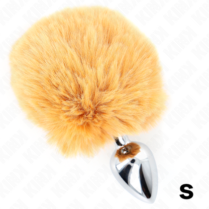 KINK - PLUG 7 x 3 CM STAINLESS STEEL WITH BUNNY TAIL FAUX FUR 8 CM BEIGE