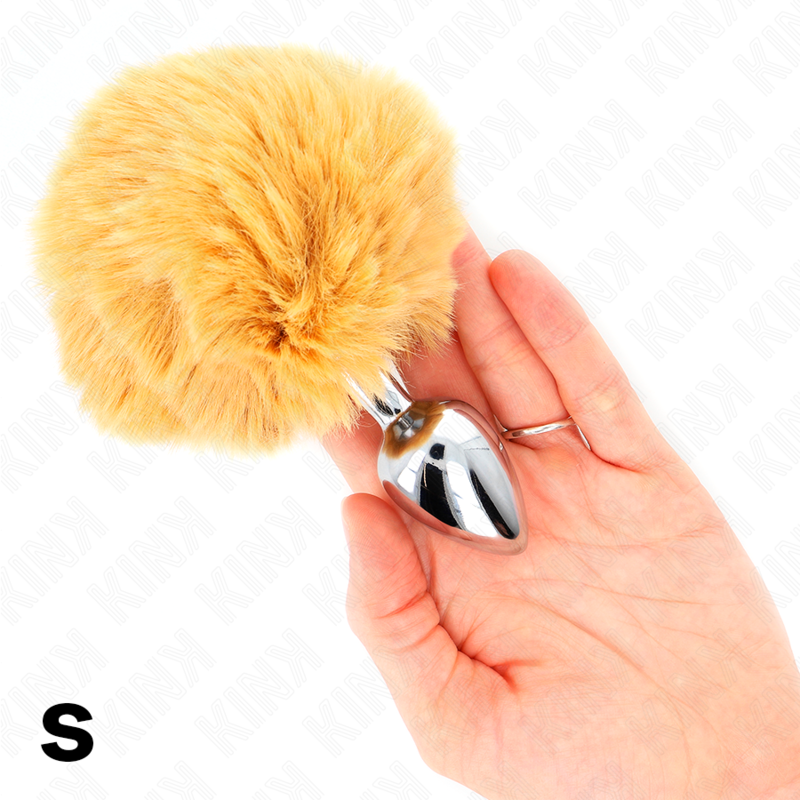 KINK - PLUG 7 x 3 CM STAINLESS STEEL WITH BUNNY TAIL FAUX FUR 8 CM BEIGE