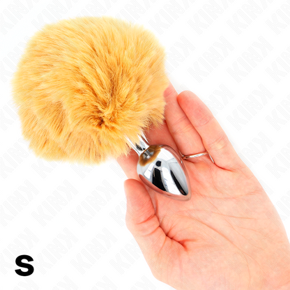 KINK - PLUG 7 x 3 CM STAINLESS STEEL WITH BUNNY TAIL FAUX FUR 8 CM BEIGE