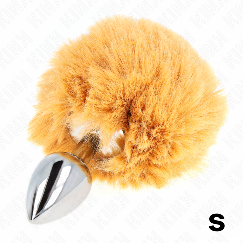 KINK - PLUG 7 x 3 CM STAINLESS STEEL WITH BUNNY TAIL FAUX FUR 8 CM BEIGE