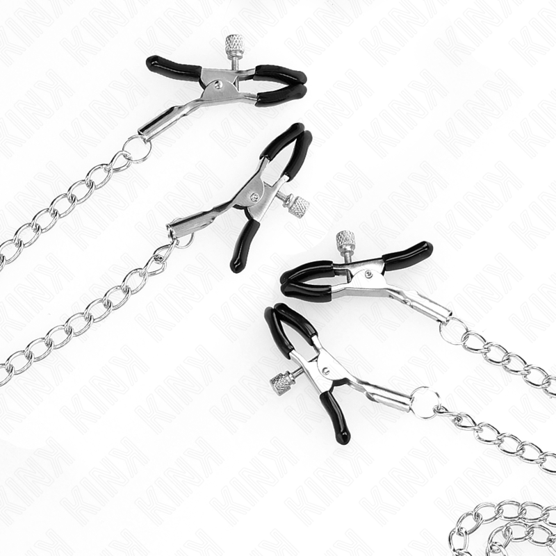 KINK - NIPPLE AND CLITORIS CLAMPS 4 ADJUSTABLE SILVER HOOKS