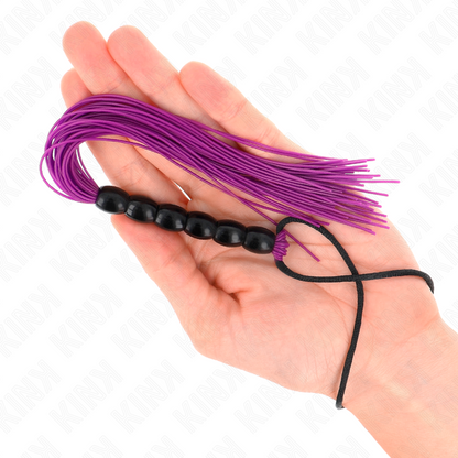 KINK - MINI FOUET EN SILICONE AVEC POIGNÉE 6 BILLES VIOLET 26 CM