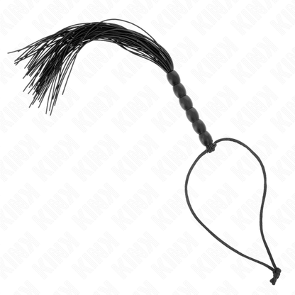 KINK - MINI FOUET EN SILICONE AVEC MANCHE À 6 BILLES NOIR 26 CM