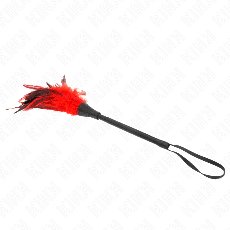 KINK - CORNE DE FEMME ROUGE CHATOUILLER PLUMES DE POULET 36 CM