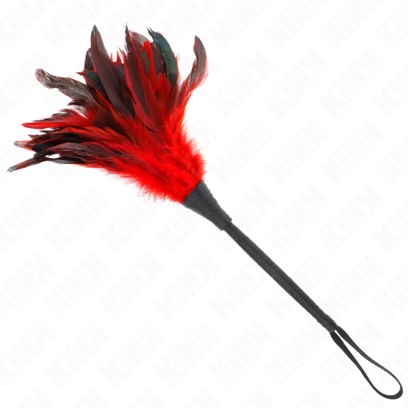 KINK - CORNE DE FEMME ROUGE CHATOUILLER PLUMES DE POULET 36 CM