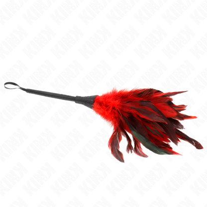 KINK - CORNE DE FEMME ROUGE CHATOUILLER PLUMES DE POULET 36 CM