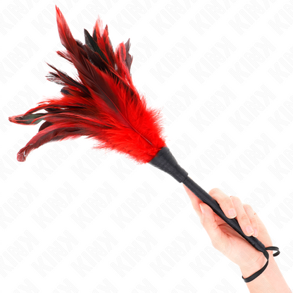KINK - CORNE DE FEMME ROUGE CHATOUILLER PLUMES DE POULET 36 CM