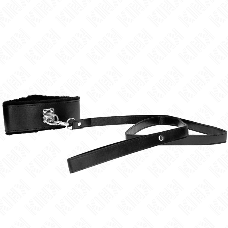 KINK - 116 CM SILVER STUDDED LEASH COLLAR MODEL 4 BLACK ADJUSTABLE 40-48 CM X 6 CM