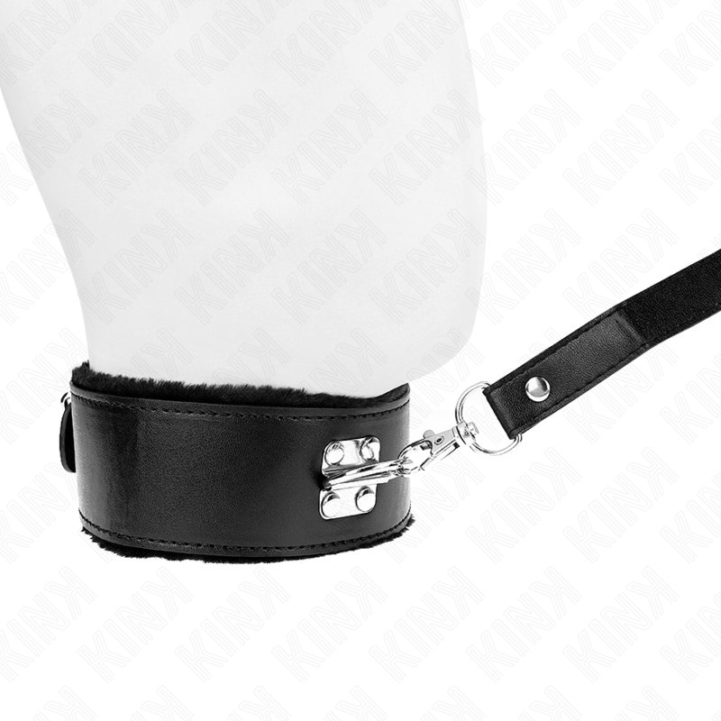 KINK - 116 CM SILVER STUDDED LEASH COLLAR MODEL 4 BLACK ADJUSTABLE 40-48 CM X 6 CM