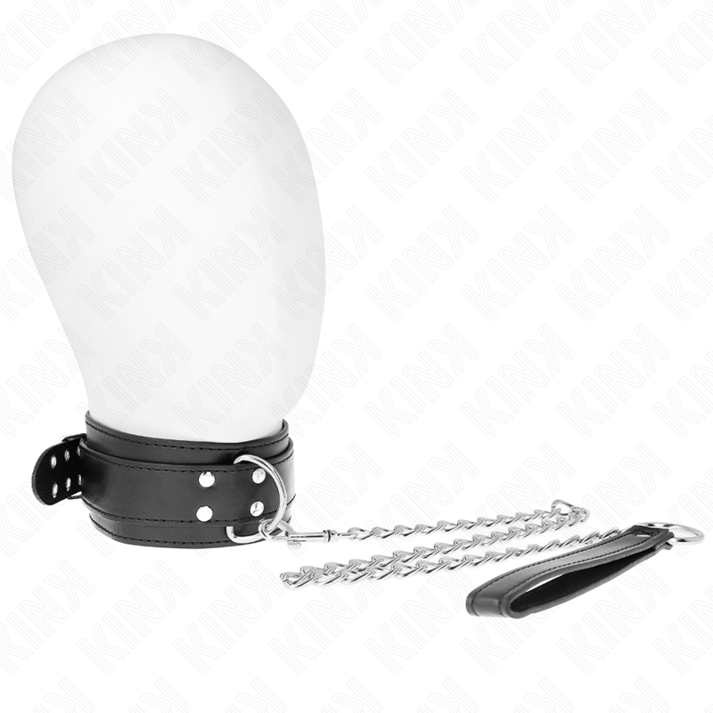 KINK - COLLIER AVEC LAISSE 65 CM BOUCLES ARGENTÉES RÉGLABLES 33-46 CM X 5,5 CM