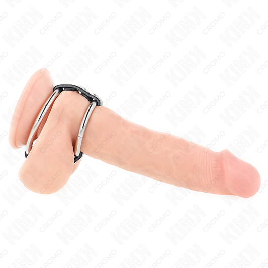 KINK - DOUBLE METAL COCK RING 3.8 CM TO 5 CM CONNECTED WITH LEATHER