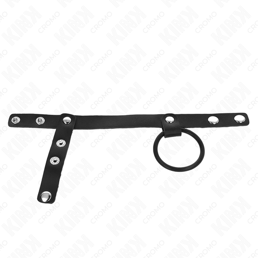 KINK - 3.8 CM SILICONE PENIS RING WITH BALL DIVIDER AND 22 X 1.5 CM LEATHER STRAP