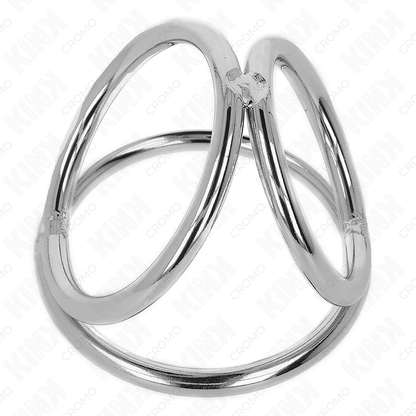 KINK - CHROME METAL TRIPLE PENIS RING 3.8 CM TO 5 CM MODEL 2
